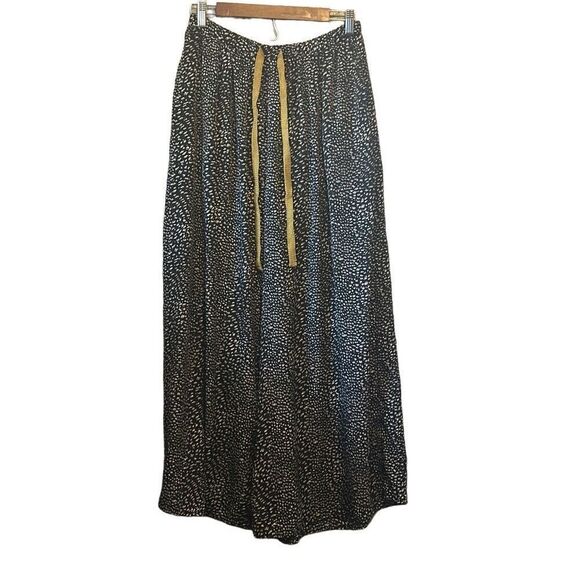 Animal Print Maxi Skirt Gold Drawstring Bohemian Casual Womens - Picture 1 of 6